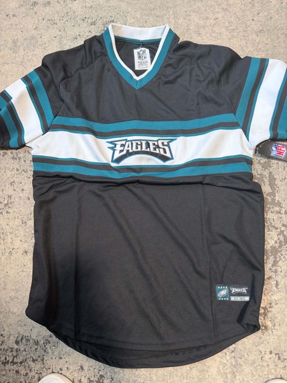 NFL Eagles Black & Teal Striped Football Jersey